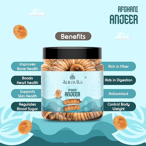 Image of Auravita Naturally Dried Premium Anjeer 100gm | Soft Juicy Figs Dry Fruit | No Added Sugar | Rich Source Of Fiber | Low in Fat | Healthy Snack | Jar Pack Of 1