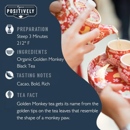 Image of Organic Positively Tea Company, Golden Monkey Black Tea, Loose Leaf, 4 Ounce