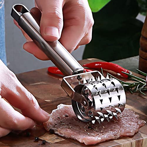 Stainless Steel Meat Tenderizers Roller, Rolling Meat Tenderizer with Ultra Sharp Needle Blades, Meat Rolling Hammer Meat Tenderizer for Kitchen Cooking Meat Tenderizing Steak, Beef, Chicken & Pork - image 2