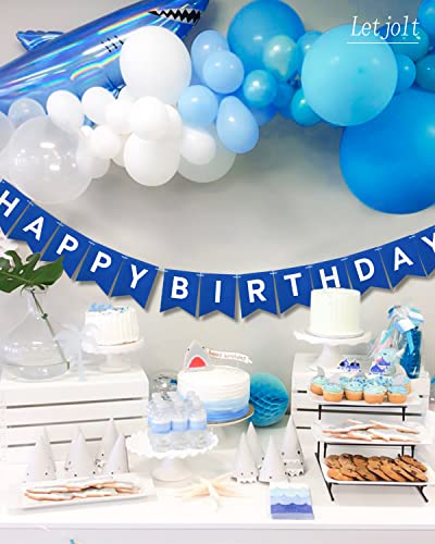 Image of Letjolt Navy Blue Happy Birthday Banner Nautical Theme 13pcs