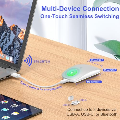 Azmall 2.4G Wireless Bluetooth Mouse with Jiggler Mode AZM-XMSB-Silver の商品画像 1