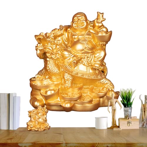 Buda Feliz, Estatua de Buda Suerte de la Resina,Buda de la Riqueza de Las Tortugas | Figura de Buda Maitreya Buda China, bendición de la Riqueza del Buda de la