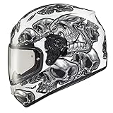 ScorpionEXO R320 Full Face Adult Motorcycle Helmet with Pinlock Ready Shield and Bluetooth Ready Speaker Pockets DOT Approved Skull-E (Silver - Large)