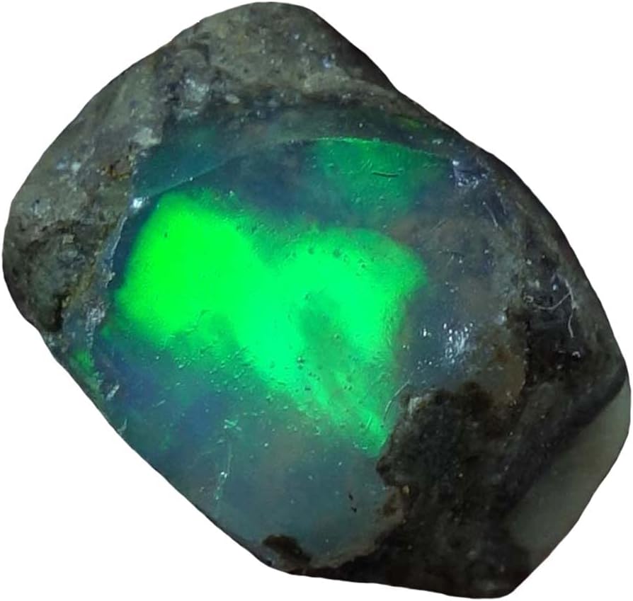 Duggu 11.40 Cts Ultra Fire Black Ethiopian Opal Rough Stone, Natural Opal Rock Crystals Gemstone, Jewelry Making Supplies, Chakra Healing Stone, Birthday Gift, Crafts & DIY, Wire Wrapping Crystals Size- 13X15X10 MM
