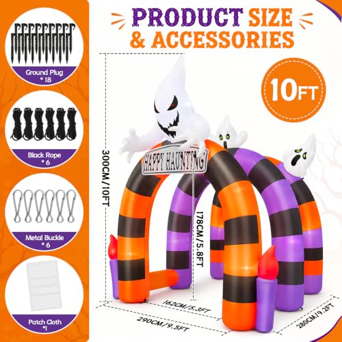 Kalolary 10 FT aufblasbarer Halloween-Bogen, Geister-Tunnel mit Kerzenmotiv – Ansicht 2