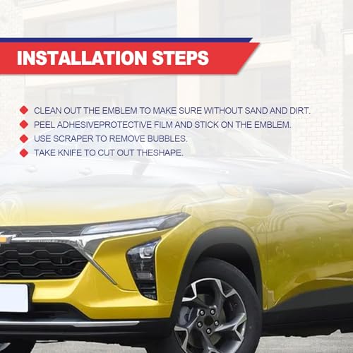 Image of Compatible with 11.8 inch x 4 inch 3PCS Chevy Bowtie Emblem Logo Stickers Cut DIY Decals, 3 Pcs Universal Logo Overlay Carbon Fiber Brilliant Yellow