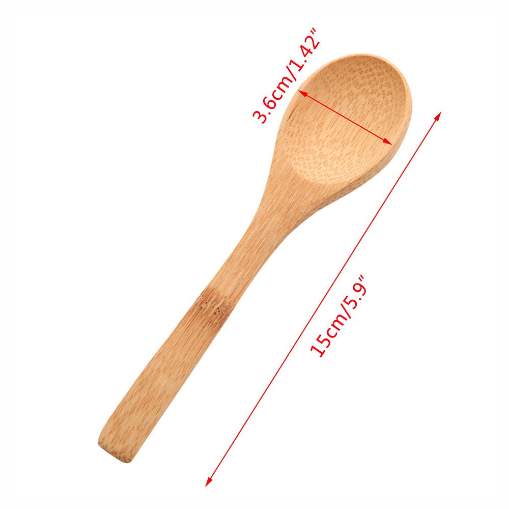 100pcs Mini Cuchara de madera hecha a mano Pequeña Madera Niños Cucharas Helado Azúcar Miel Café Cucharilla Cocina Condimento Cuchara