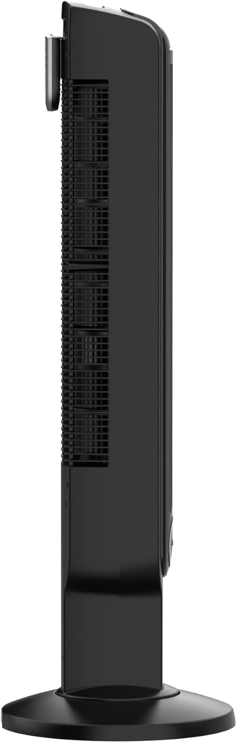 Lasko Oscillating Tower Fan, Remote Control, Timer, Dark Mode, 4 Speeds, for Bedroom, Living Room, and Office, 36”, Black, T36511, Large