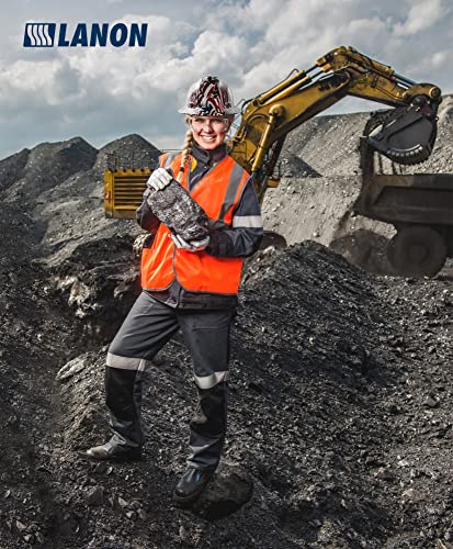 Lanon Protection Full Brim Hard Hat, Osha Construction Work Approved, Premium Charcoal Gray Design, Frp Safety Helmet With 4 Point Adjustable Ratchet Suspension, Class C #TOP7