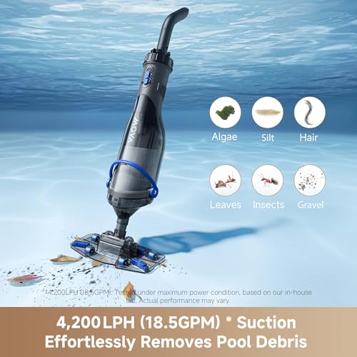 MOVA Handler V10 Cordless Pool Vacuum, 18.5 GPM Suction, Transparent Suction Head & 5.9ft Telescopic Pole and Skimmer Net, 60min Runtime, Handheld Rechargeable Pool Cleaner for All Pool Types, IPX8 by MOVA - Image 2
