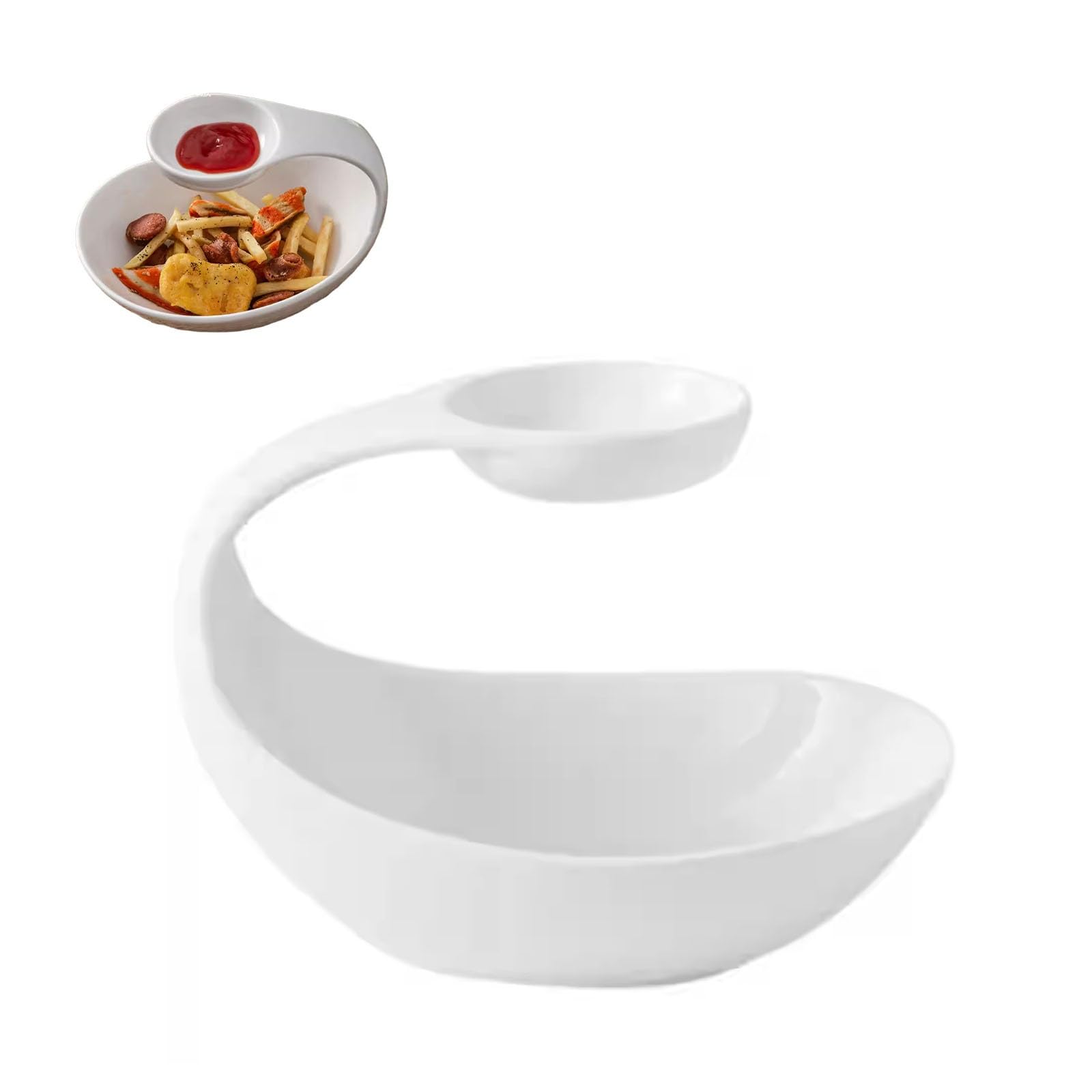 Chip- und Dip-Schüssel-Set, handgefertigte Keramik-Snackschalen mit Griffen, 2-in-1-Design für Nachos, Dessert, Vorspeisen, elegante Servierschale