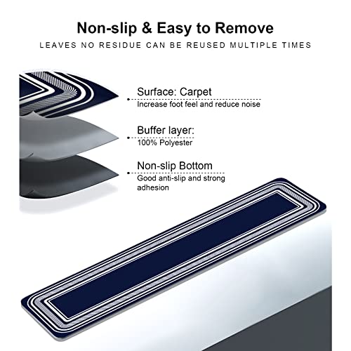 Non-Slip Stair Treads For Wooden Steps Stair Treads Carpet Indoor, 15 Pcs 8 * 30 Inch, Rubber Backing Repeated Use No Glue Quick-Dry Machine Washable, For Baby Pet,Blue Stripe #TOP2