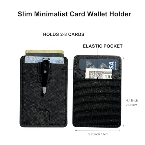 Slim Elastic Vertical Credit Card Holder,Front Pocket Wallet Elastic Card Case Wallets with Clip for Men/Women (Black)2