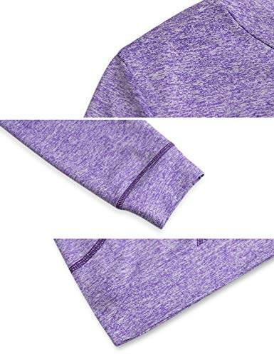 Misswor Gym Sweatshirts For Women,Ladies Athletic Running Track Jackets Long Sleeve Crew Neck Full Zip Hoodies Flowy Hem Moisture Wicking Shirts Hiking Walking Outdoor Coat Purple Large #TOP3