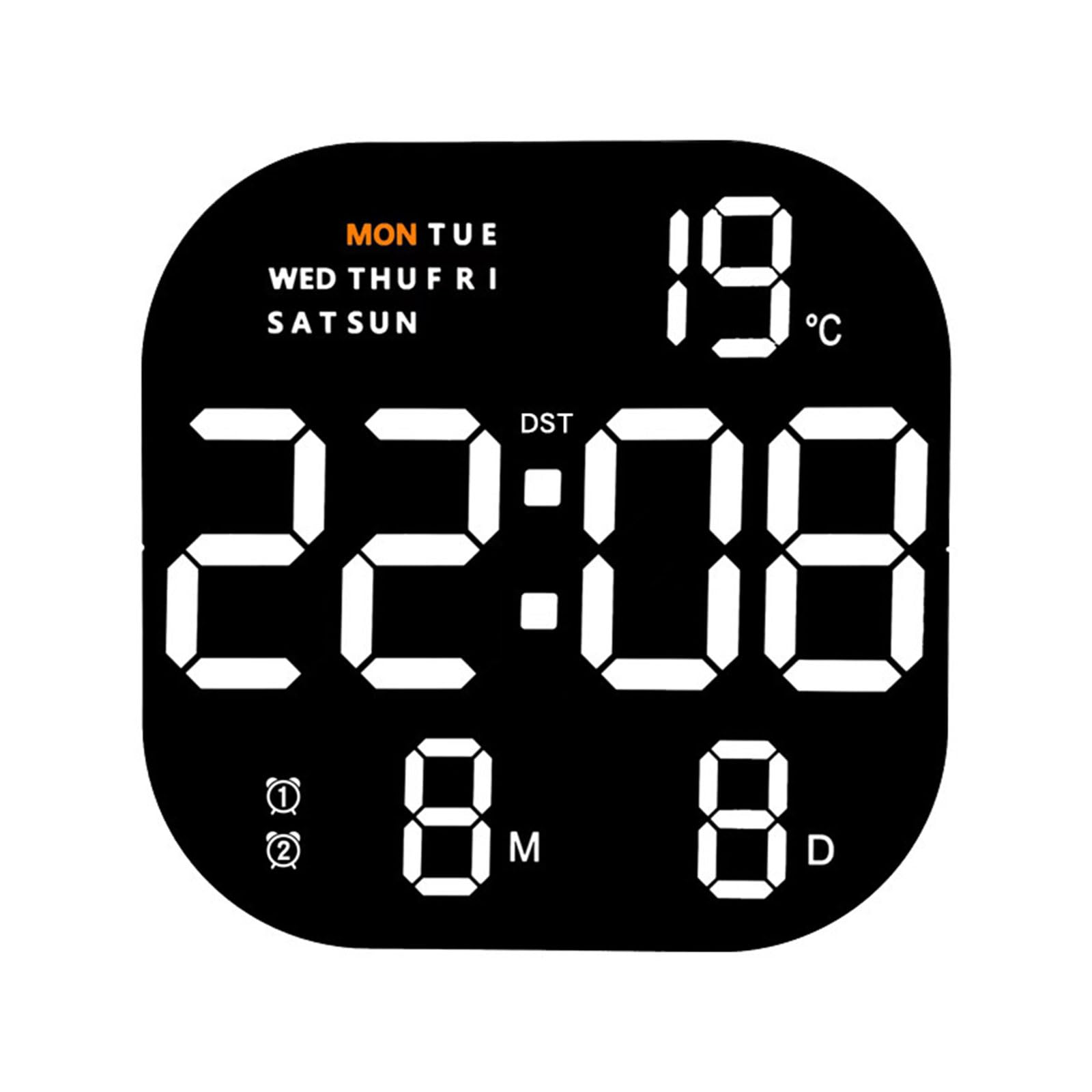 Kalttoy Large Digital Wall Clock Remote Control Temp Date Week Display Timer Countdown Table Clock Wall-mounted Alarms LED LED Digital Alarm