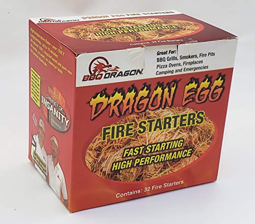 BBQ Dragon Dragon Egg Fire Starter - Fastest Charcoal Starter for Charcoal Grill, Kamado Grills,BBQ Grill, Camping Stove, Green Egg, Grill Lighter Lights Easy, Burns Hot 1500F, Quality - 32 Pack