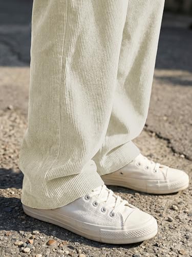 Image of JMIERR Mens Corduroy Pants Wide Leg Baggy Sweatpants | Loose Fit Joggers, Elastic Waist Drawstring, Casual Sweatpants, Vintage Pants, Fall Winter Fashion, Streetwear