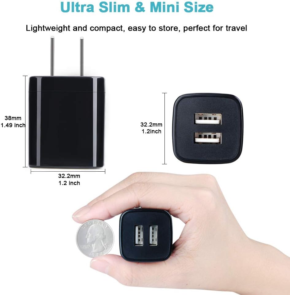 Android Charger, 2-Pack 2.1A Dual Port USB Charging Block Charger Plug with 6FT Fast Charging Micro USB Cable Phone Chargers Android Cord for Samsung Galaxy S7 S6 S5 J7V J7 J8 Note 5,LG K40 K30 K20 G3