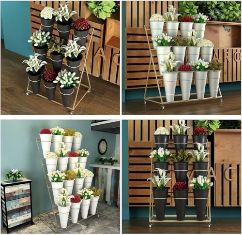 Support à fleurs extérieur haut de gamme en métal doré dore de 75 cm - 3