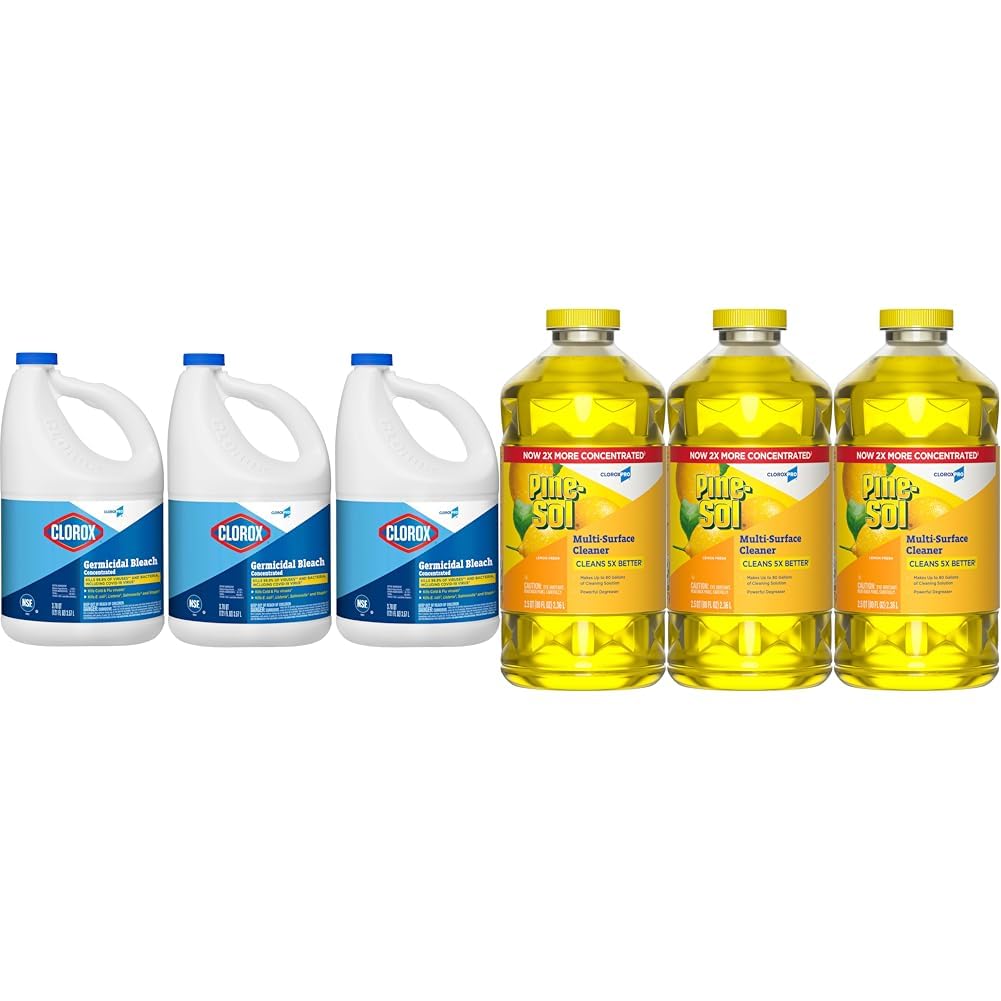 CloroxPro Glad ForceFlex 13 Gallon Tall Kitchen Drawstring Trash Bags, 100 Count and Pine-Sol Multi-Surface, All-Purpose Cleaner, 2x Concentrated Formula, Lavender Clean, 80 Fl Oz (Package May Vary)