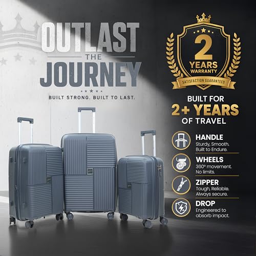 Image of AMERICAN TRAVELLER Explore Luggage Trolley Bags Single | Small (20) | Polypropylene Durable Hard Shell | TSA Type Lock | 360 Disc Spinner Wheels | Expandable Suitcase | Telescopic Handle.