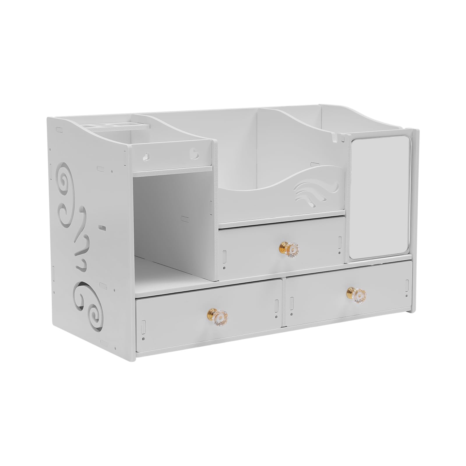Endingfuny White Makeup Organiser With Drawers Organizer Dressing Table Large Countertop Vanity Cosmetic Stand Containers For Beauty Skincare Jewellery Multifuctional Make Up Storage Box For Bedroom Bathroom