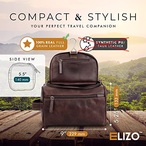Leather Toiletry Bag For Men Women | Dopp Kit Mens Hanging Toiletry Bag (Premium Leather) Travel Toiletry Bag For Traveling Large Tsa Approved Cosmetic Travel Bag For Toiletries Shaving Bag - Hickory #TOP1
