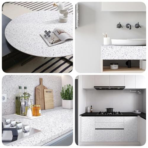 Decoroom Granite Contact Paper for Countertops 17.7 in X 394 in Waterproof Self Adhesive White Marble Wallpaper Peel and Stick Countertops for Cabinets Kitchen Bathroom Vinyl Film by Decoroom - Image 3