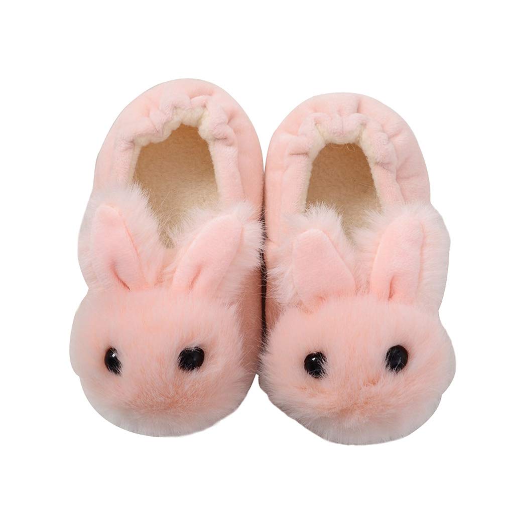 KVbabyToddler Boys Girls Comfort House Slipper Cartoon Animal Slippers Cotton Warm Unisex Kids Winter Non-Slip Home Slipper, C-pink, 10/11 UK Child