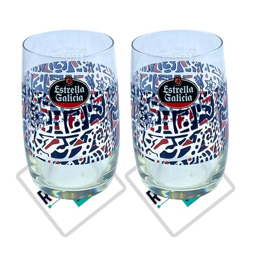 Roxley Estrella Galicia - Vaso de cerveza nucleado de media pinta X2 Pub Club
