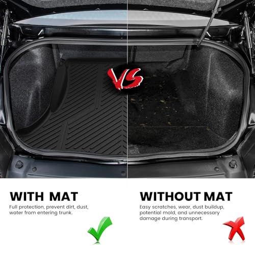 Image of LASFIT Cargo Mat for Dodge Challenger 2011-2023 | All Weather TPE Custom Fit Cargo Trunk Mat Liner Accessories, Black