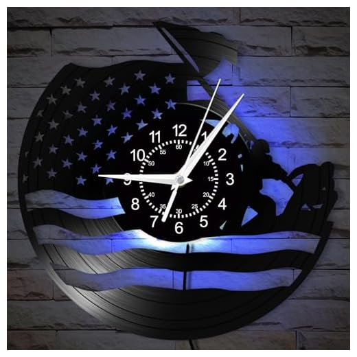 USA Flag Wall Clock, 12 Inch 7 Colors Luminous Marine Corps War Memorial Wall Clock, Silent Non Ticking Modern Decorative Vinyl Record Night Light Wall Lamp Clock for Veteran Soldier Gift