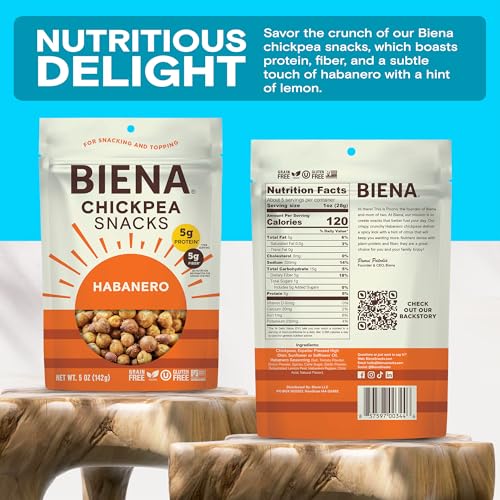 image for BIENA Chickpea Snacks - Crunchy Roasted Chickpeas - High Fiber Vegan P