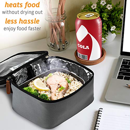 HotLogic 16801172-GY Food Warming Tote Lunch Bag Plus 120V with Glass Dish, Gray - Thumbnail 5