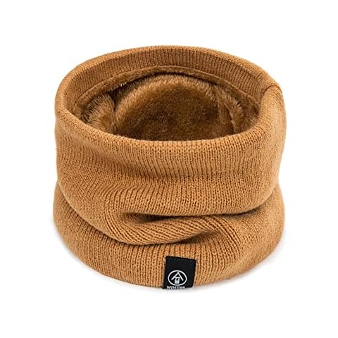 KGM accessories Stylish Knit Fleece Lined Neck Warmer Snood Scarf Men`s Women`s Winter Accessories (Mustard), One Size Cover