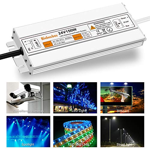 Image of 150W LED Driver AC110V to 24V DC Transformer Power Converter, IP67 Waterproof Low Voltage Transformer with 3-Prong Plug for Any Outdoor and Indoor Led Lights, Computer Projects
