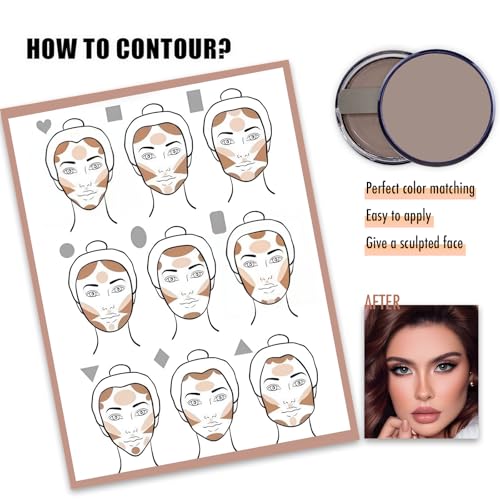 Bronzer Contour Palette Powder, Natural Looking Make up Palettes, Multi-Use Face Shadow 3D Make-up, Matte Long Lasting Sweat Resistant, Waterproof Smooth Contouring Makeup for Women & Girls - Image 5