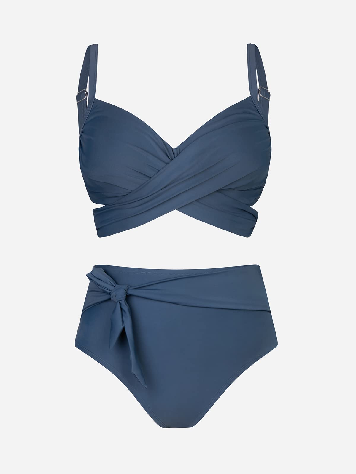 CUPSHE Maillot de bain grande taille pour femme - Taille haute enveloppé sur le devant - Bas noué dans le dos