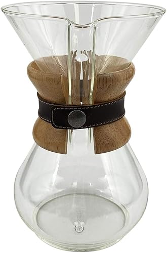 Miniatura 3 de Hide & Drink, Correa para verter (2 unidades) compatible con Chemex 6 tazas de vidrio hecho a mano de cuero de grano completo, color marrón bourbon