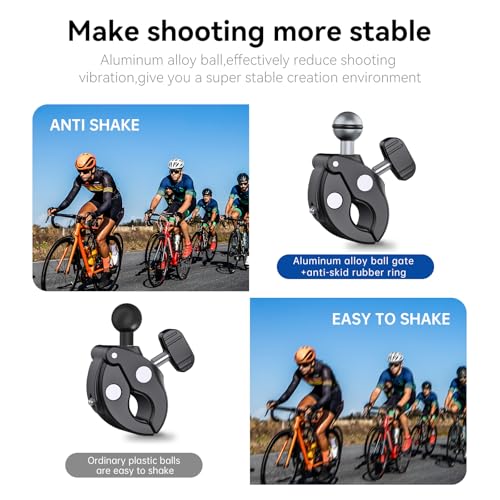 Image of TELESIN Camera Clamp Mount Bike Motorcycle Handlebar Mounts Accessories,360 Ball Joint Tube Roll Bar Holder Clip for GoPro Mission 1 PRO /DJI Osmo Pocket 4 / Action 6 5 4 / Insta360 Luna Ultra /Xtra Muse