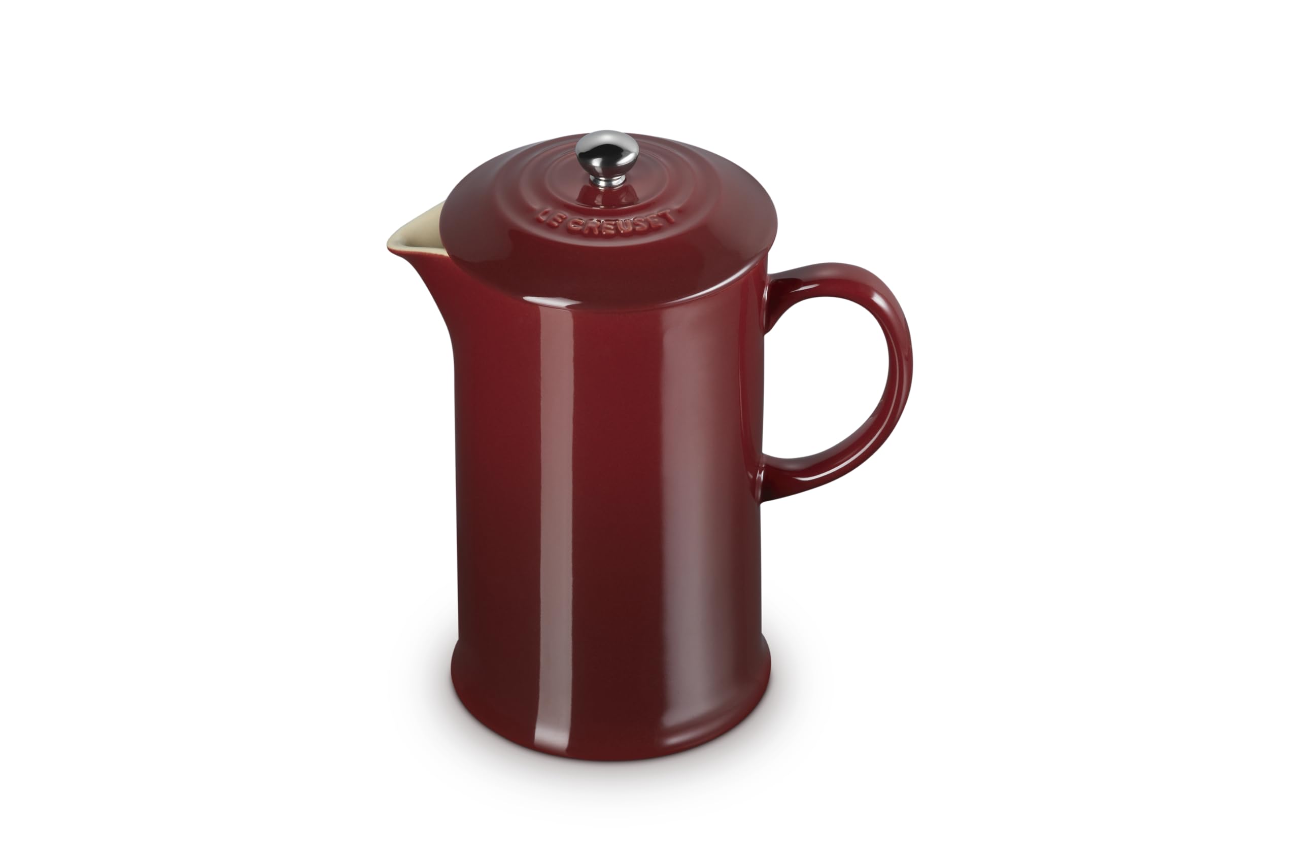 Le Creuset Kamionka Cafetière French Press z tłokiem ze stali nierdzewnej, 1 l, serwuje 3-4 kubki, granat, 60706089490003
