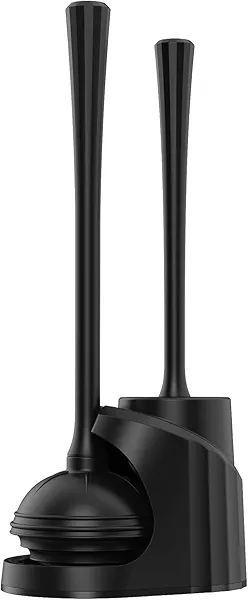 Toilet Brush and Plunger Set,Plunger and Brush Set with Upgraded Rubber Plunger,Toilet Plunger and Brush Set with 360°Dense Brush,Easy to Store Toilet Bowl Brush and Plunger Set,Black Toilet Brush Set
