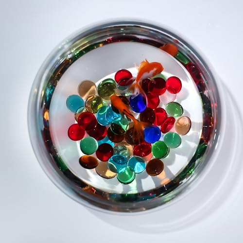 Image of CYS EXCEL Assorted Mix Colors Glass Gemstone Beads Vase Fillers (1 LB) Flat Marble Beads Multiple Color Choices Aquarium Decor Rocks Floral Stones Decorative Mosaic Gem Pebbles (Approx. 85-100 PCS)