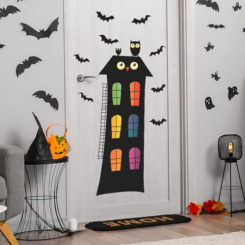 Vinilo Decorativo Halloween Búho y Murciélagos 24x35.4 in miniatura 3