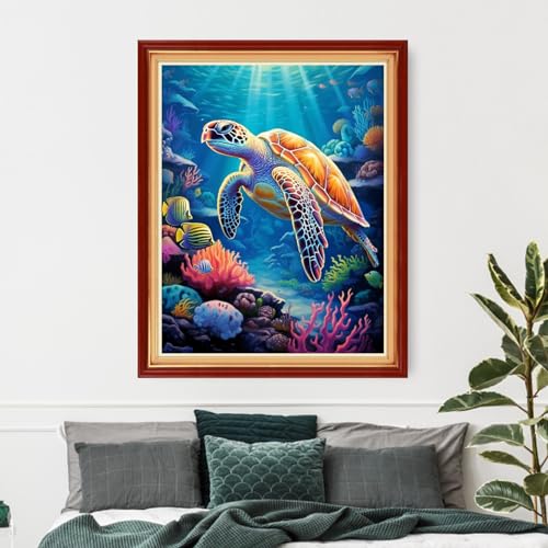 Image of Funxvoot Stamped Cross Stitch Kits Beginners Full Range of Embroidery Kits for Adults 11CT Embroidery Patterns Needlepoint Kits Printed Cross Stitch Kits-Underwater World 16x20 inch