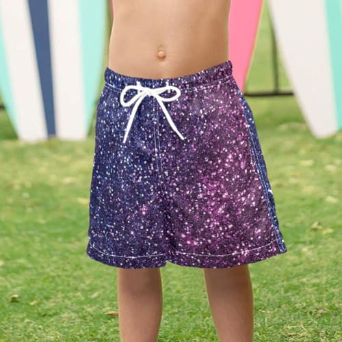 Pigsaly Boys Swim Trunks Indigo Deep Purple Gradient Flashing Glitter Boys Board Shorts Swimsuit Swimwear Bathing Suit S 6