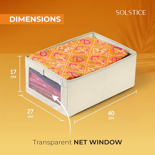 Image of SOLSTICE Premium Wardrobe Organizer Box | Pack of 2 - Foldable Closet Storage for Clothes & Accessories (40x27x17 cm) (Cotton)