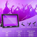 2 Pack 500W LED Black Lights,Outdoor Flood Blacklight Light with Plug, IP66 Waterproof 395nm to 410nm forGlow in The Dark, Dance Party, Stage Lighting, Body Paint, Fluorescent Poster, Neon Glow - Image 3
