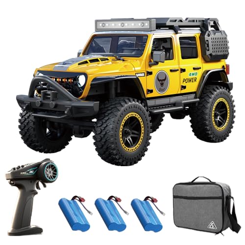 Teeggi SG206MAX 1/20 RC Crawler Véhicule d'escalade télécommandé, 4 WD, tout terrain, moteur sans balais 2,4 GHz, 3 piles, jaune