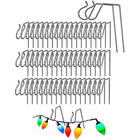 NACETURE 50 Pack Stainless Steel Christmas Light Hangers for Gutters with Gutter Guard, Heavy-Duty Metal Gutter Hooks Cover